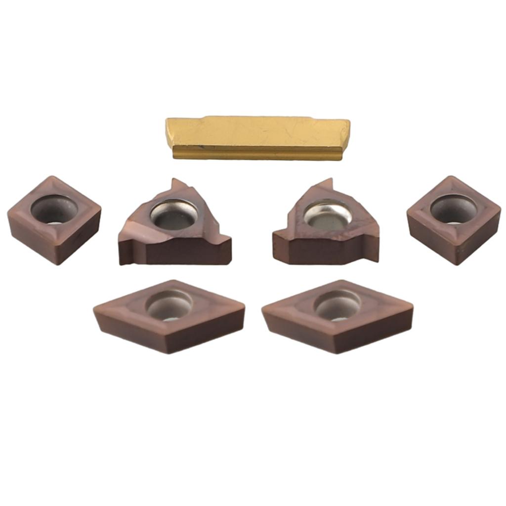 7pcs Carbide Insert Set for 10mm Shank Turning Tool Holder CCMT060204/11IR/11ER