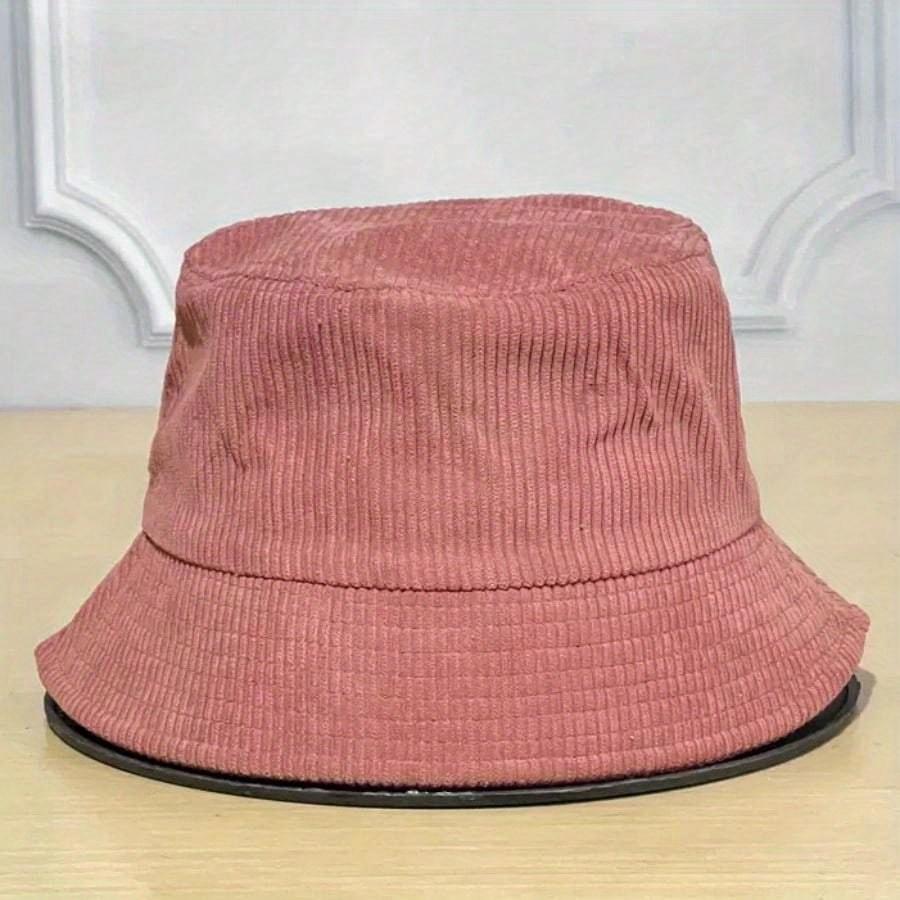 Thick Corduroy Simple Wide Brim Warm Bucket Hat