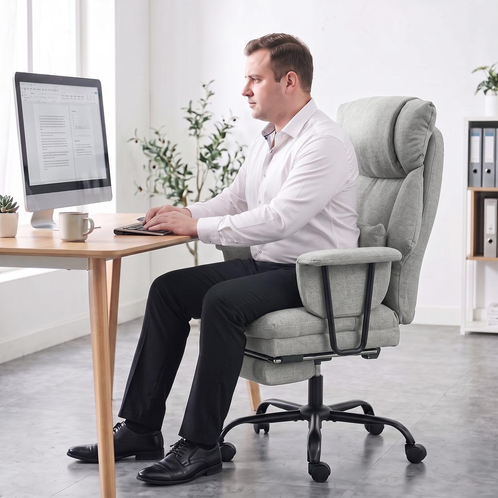 180kg Heavy Duty Office Chair with Lumbar Support, Grey