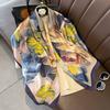 Large Square Scarf Women Lightweight Silk-Like Shawl Wrap Neck Floral Print Elegant Accessory