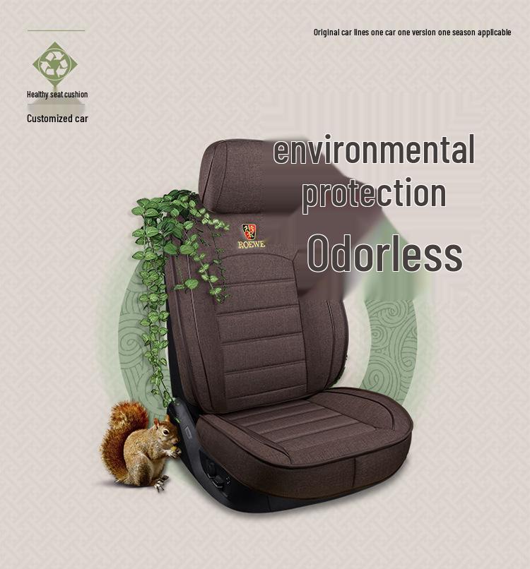 Roewe Car Seat Cushion: Full Surround, Breathable Linen, Universal Fit for All Seasons