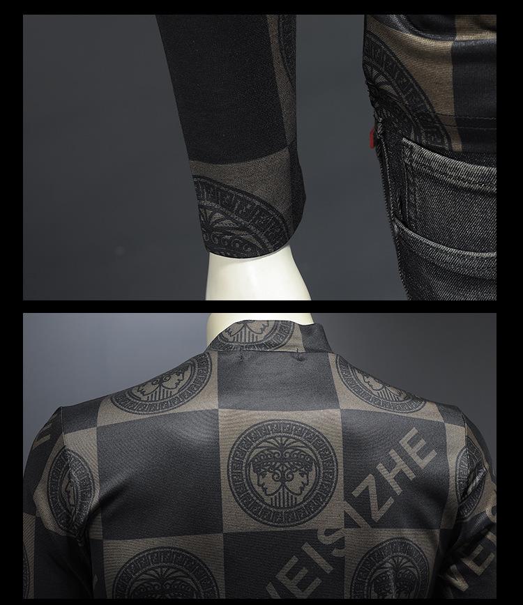 Autumn Men's Plaid Round Neck Hoodie, Casual Luxury Print Design, Versatile Fashion Layer