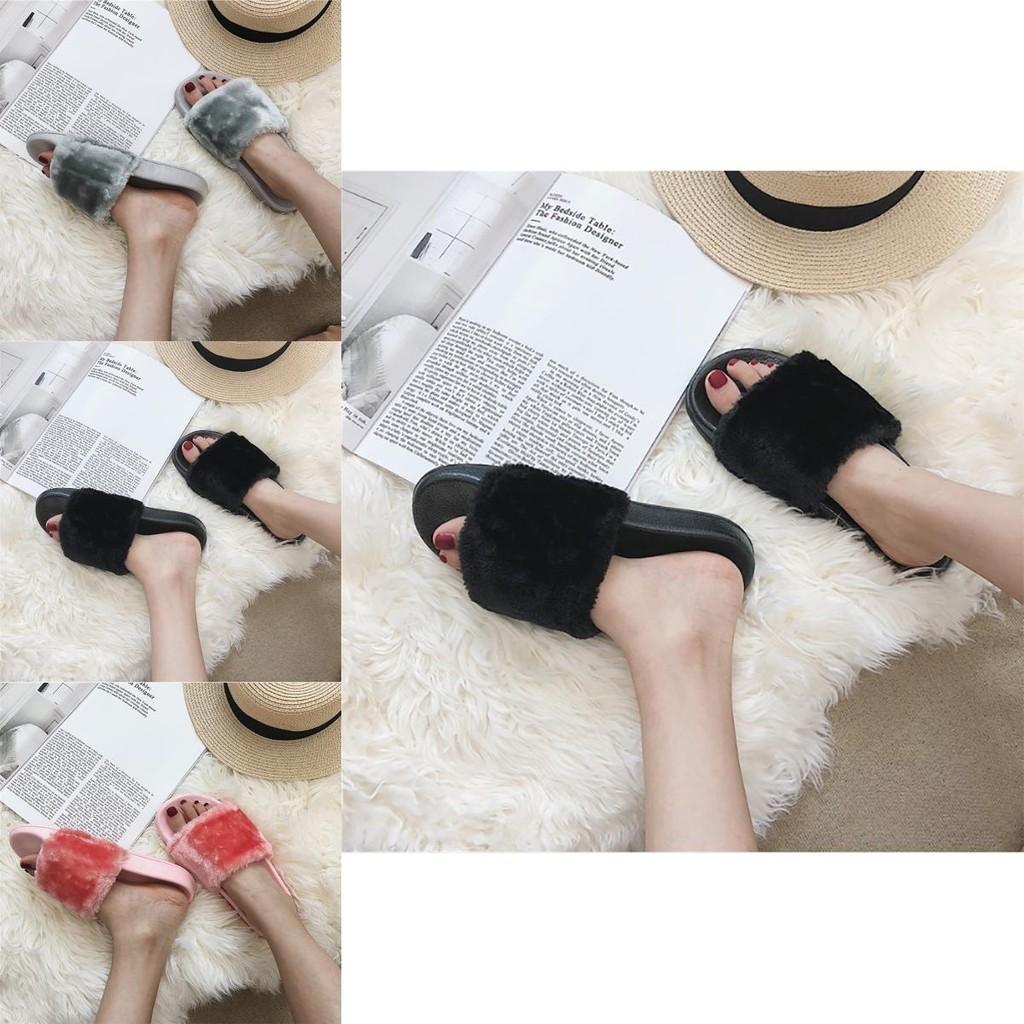 Luxurious Fluffy Fur Slip On Sandals For Women Perfect Summer Mules Shoes