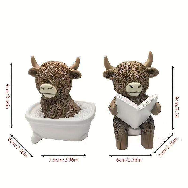 

Highland Cow Resin Statue: Creative Bathroom Decoration & Festival Gift