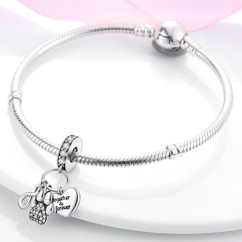 Charms Coppereternal Symbol Cute Claw Heart Beads Fit Charms Plataoriginal Bracelet Beads Women Jewellery Making