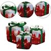Set of 3 LED gift boxes with Green Bow Christmas gift boxes, party decorations