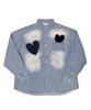 SK8ER ROCK Double Hearts Denim Shirt ((Light Blue))