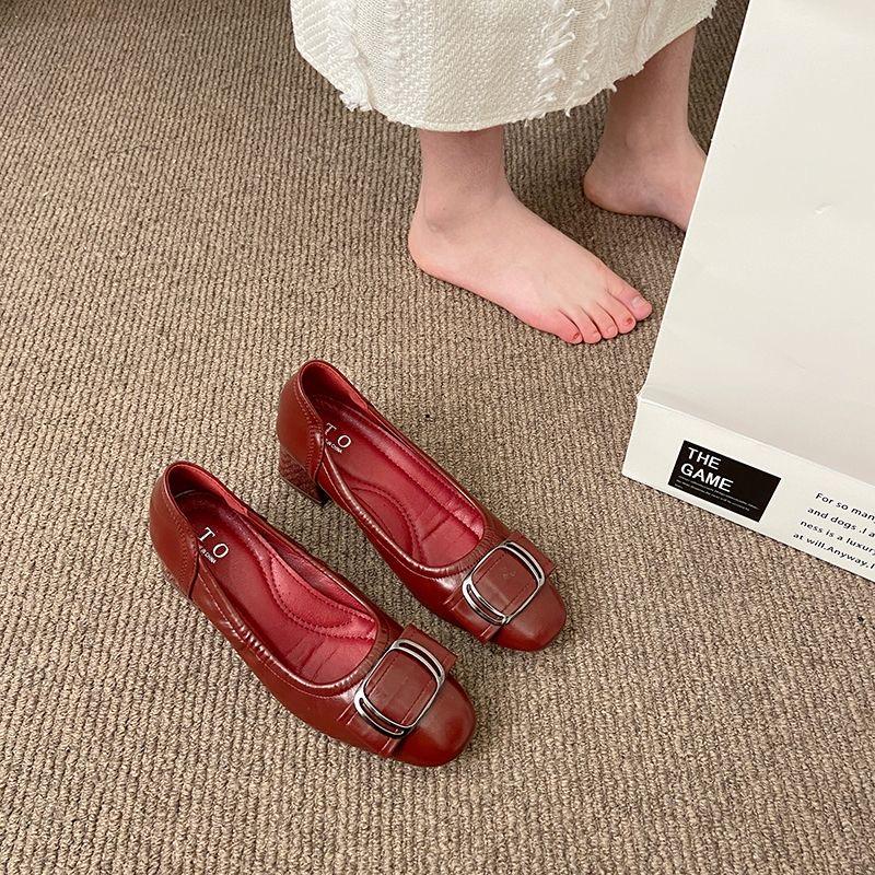 Spring Autumn Women High Heels Single Shoes Elegant Ladies Brand Heeled Shoes Soft Low Heels 3.5cm Plus Size 42