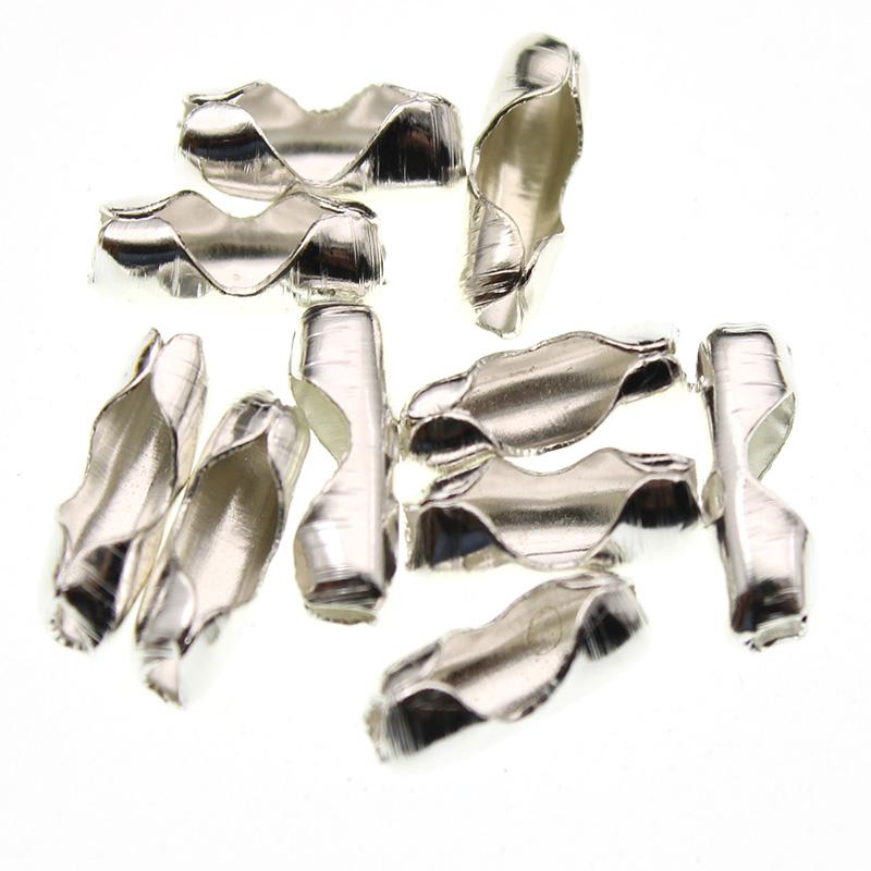 200pcs/lot 1.5 2.4 3.2 Mm Gold Silver Ball Beads Chain Connectors Clasps For DIY Bracelet Necklace Bead Chain Jewelry Making