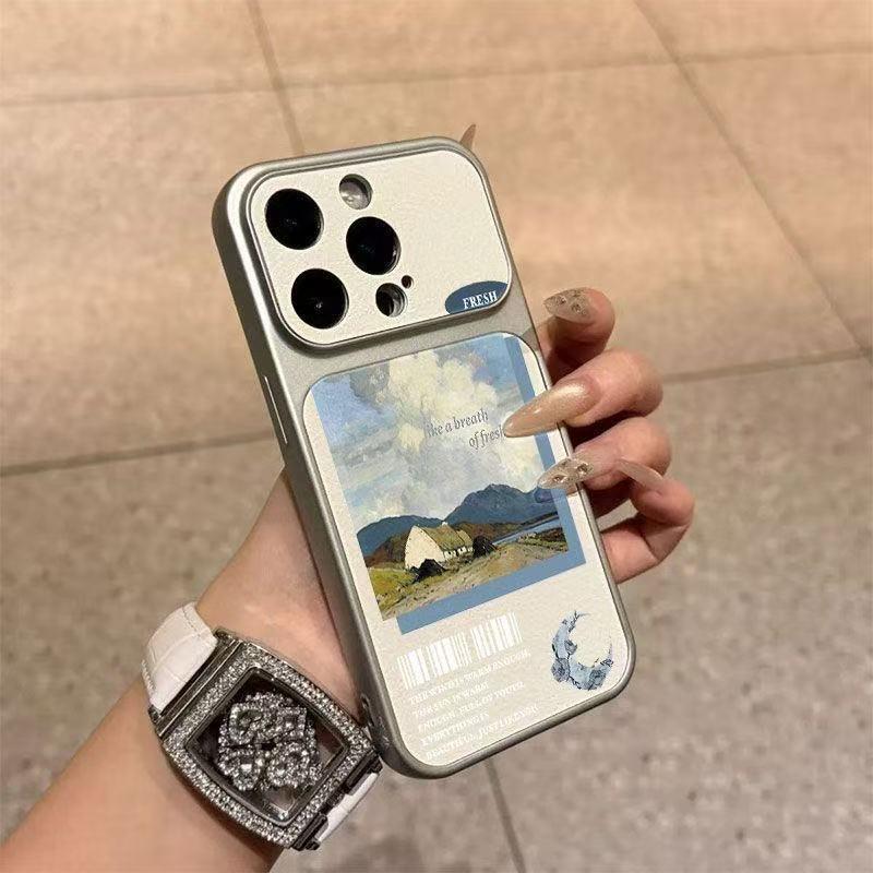Second change is suitable for 17promax mobile phone case 16pro new 15 leather 14pro13 creative famous painting 12