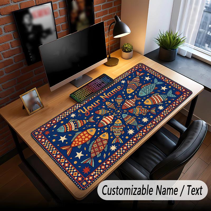 Fish Ocean Theme Custom Mouse Pad Personalized With Name Text Customized Desk Mat For Office Home Decor