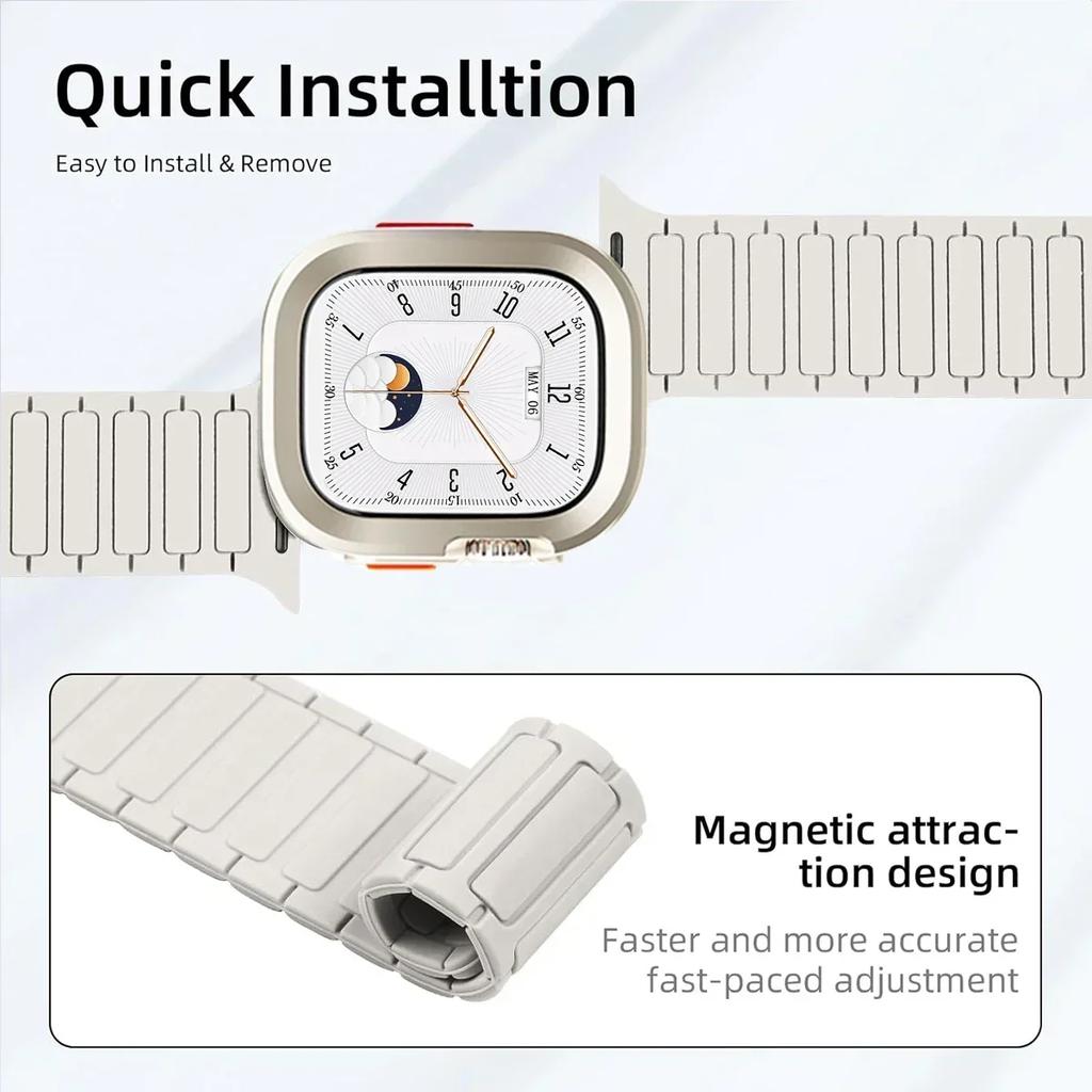 Strap+Case for Apple Watch Ultra 2 49 42 45 44 S10 46mm Magnetic Silicone Band+cover for IWatch Series 9 8 7 6 5 4 42mm 40 41mm