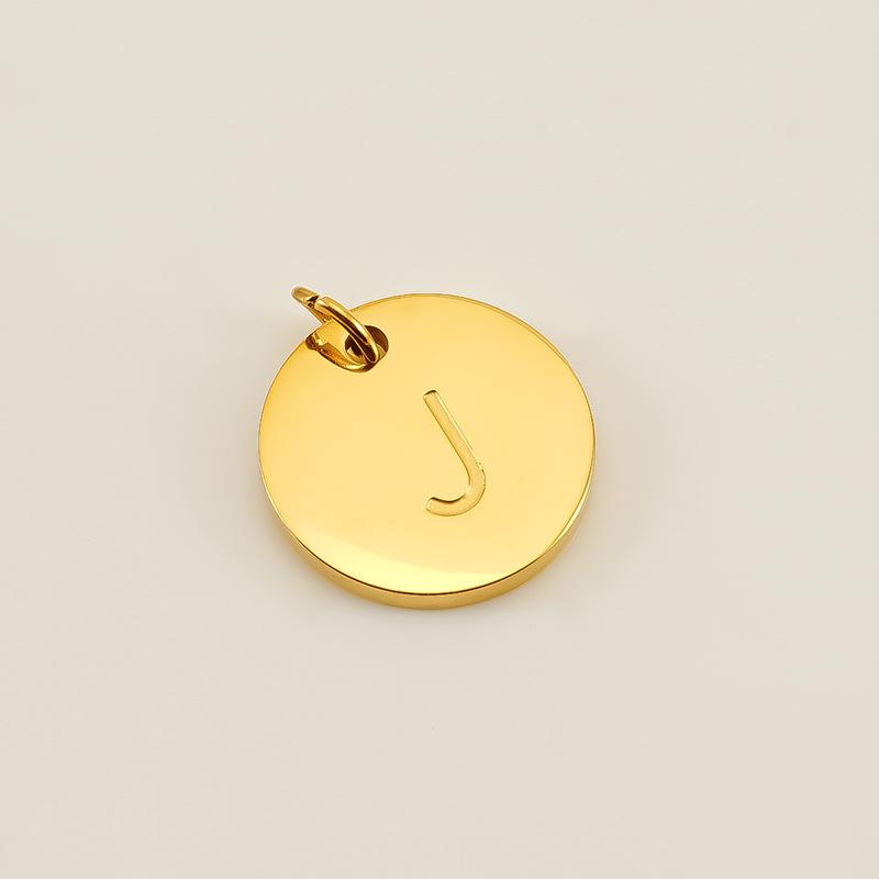 Minimalist Round Stainless Steel Initial Pendant – 26 English Letters, Smooth Surface, DIY Jewelry Accessory