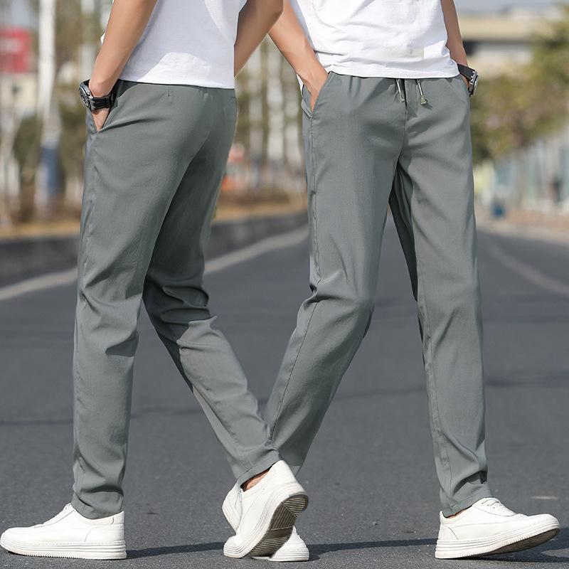 Повседневные брюки с эластичной шнуровкой, мужские дышащие летние мужские брюки из тенселя, повседневные брюки, спортивные брюки, мужские облегающие брюки из тенселя 29