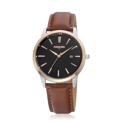 

[RENOMA] RENOMA Maverick Men s Leather Watch Black Camel RE600BKCA none