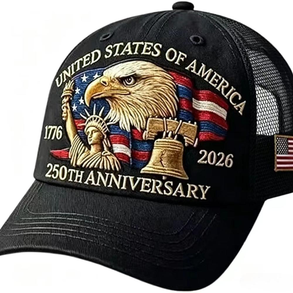 

American 250th Anniversary Eagle Print Baseball Cap Unisex Adjustable Mesh Cap Summer Outdoor Sun Shade Breathable Baseball Caps чёрный