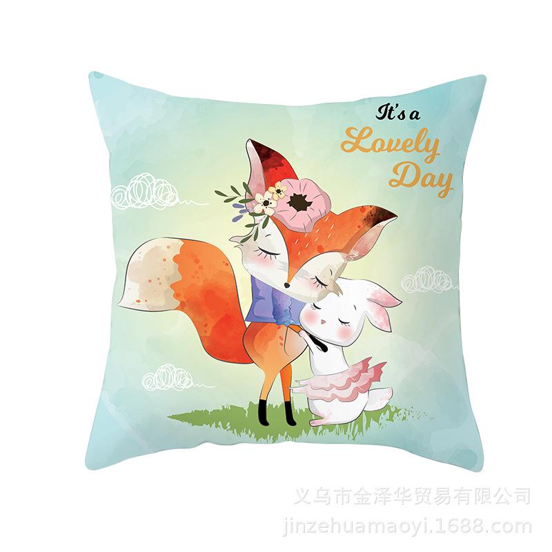 Cute Animal Cartoon Print Pillow Cover Shopee Home Supplies Car Sofa Cushion Cover