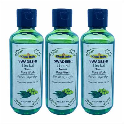 Khadi Natural 100% Herbal Neem Face Wash - Anti-Acne & Purifying Cleanser, Fights Pimples & Bacteria, Sulfate & Paraben Free - 630ml