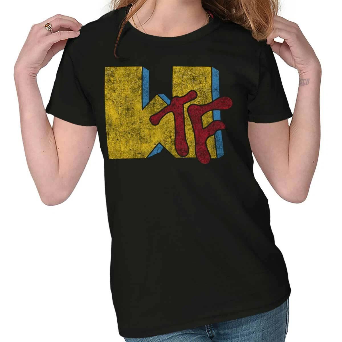 Funny Sarcastic Music Brand Humor WTF Humor Womens Top Junior Graphic Tee M