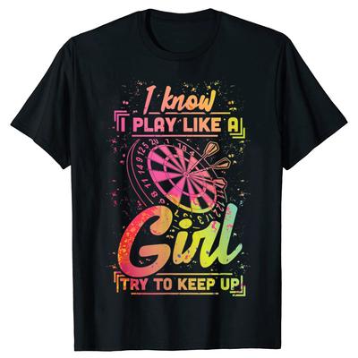 Vintage Darts Arrows Team Play Like A Girl Darts Tee Tops Round Neck ShortSleeve Fashion Tshirt Clothing Casual Basic Tshirts