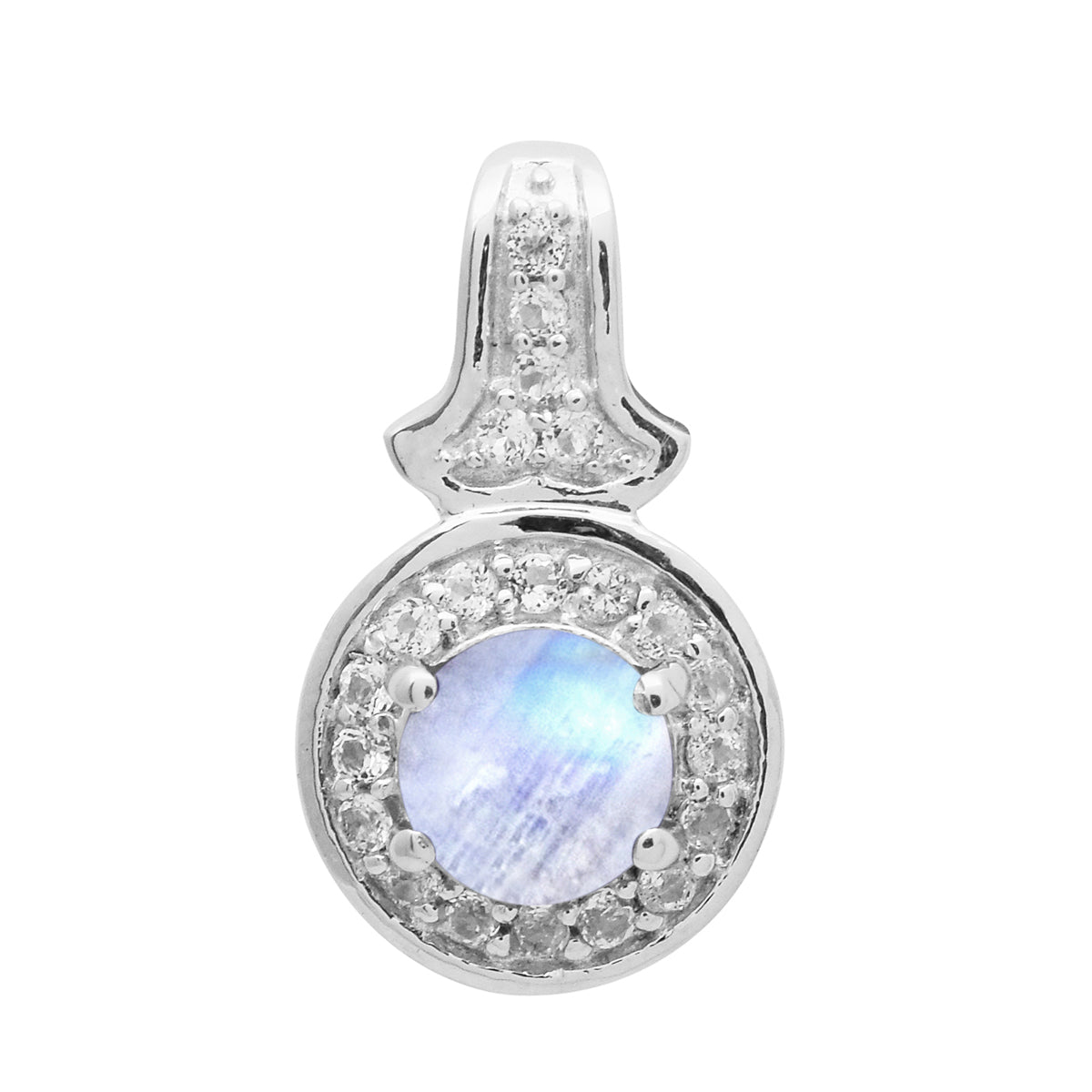 

Multi Stone Round Solitaire Halo Pendant - 925 Sterling Silver
