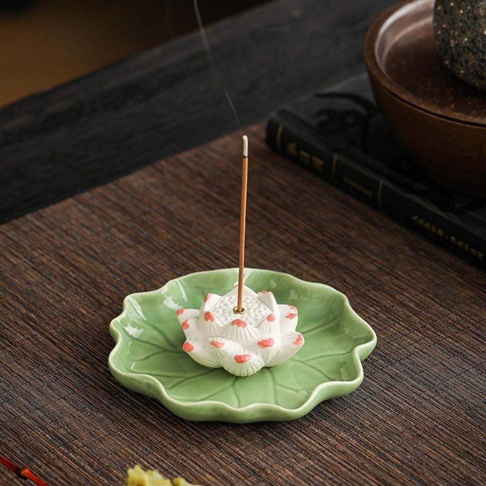 Ceramic Incense Burner Zen Chinese Style Tabletop Incense Base Censer Holder  For Household Aroma