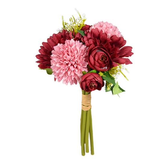 Künstlicher Chrysanthemen-Kugelblumen-Strauß Gemischte Kunstseiden-Hortensienblumen mit Chrysanthemen-Pfingstrosen für Brautstrauß Hochzeitsfeier Floristik