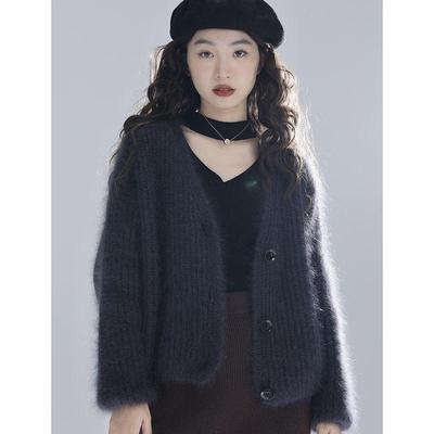 Korean Style V-Neck Loose Knit Cardigan - Soft, Fluffy, Gentle Women's Fashion