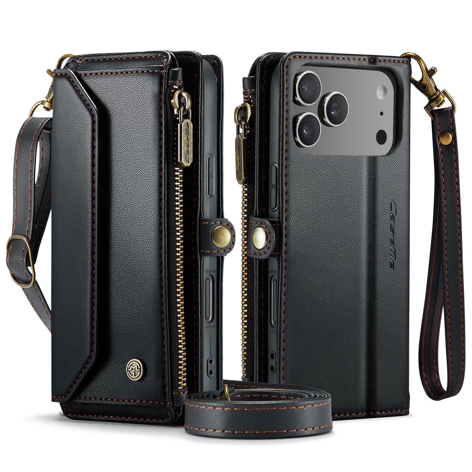 

CaseMe (C36) Crossbody Wallet Case for iPhone 17 Pro Max Luxury PU Leather Card Holder Phone Back Cover Protector Skins Shell 17*8.5*4cm чёрный