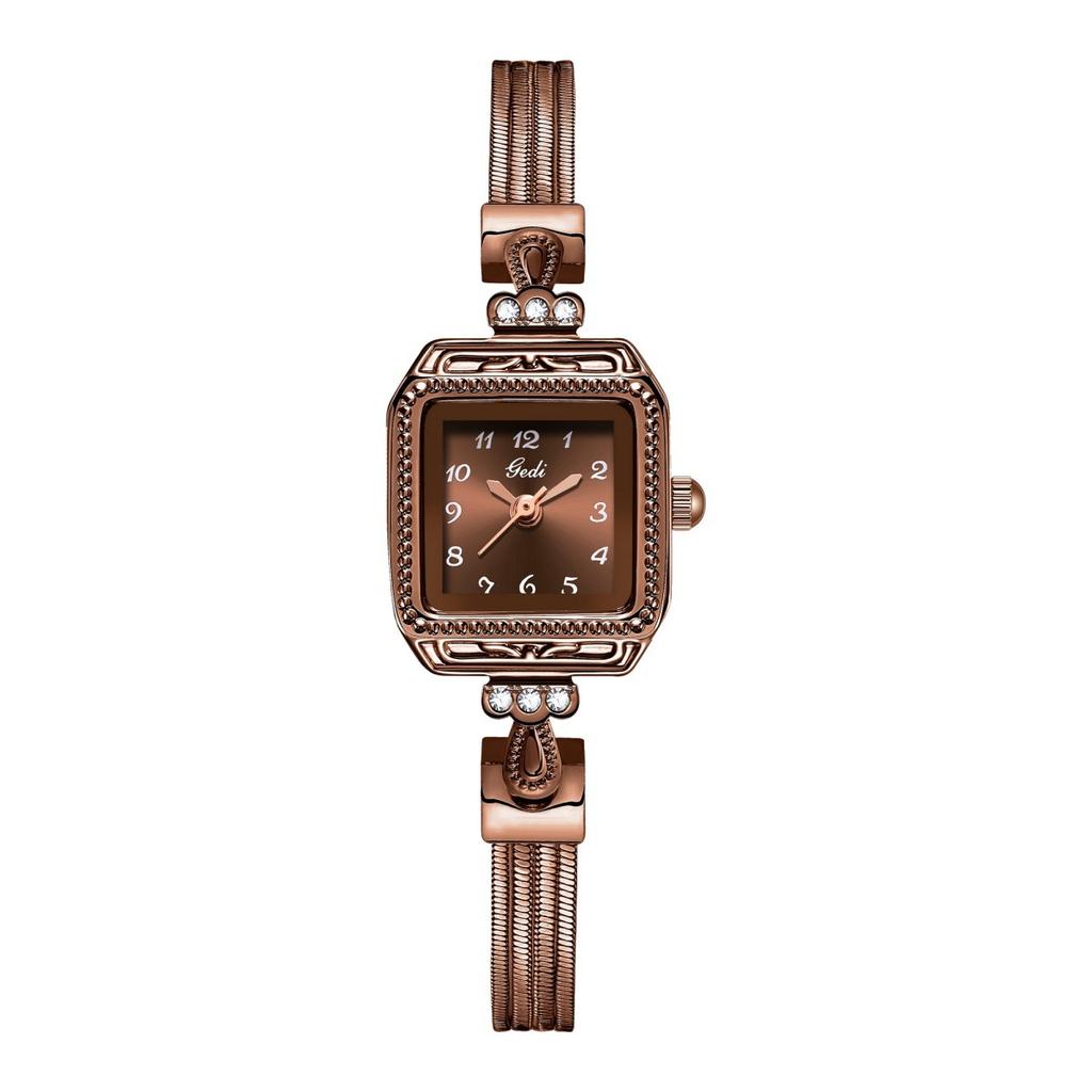 Ladies Light Luxury High-End Watch Retro Copper Imitation Snake Strap Watch Square Plate Antique High-Value Watch