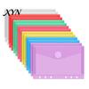 Subject Sorting File Organizer Plastic Folder with Label Pocket, Hook And Loop Closure Clear Push-type Round Buckle Poly Envelope Document Folder,