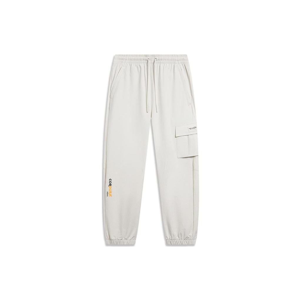 Li Ning Wade Series Solid Color Tapered Multi-Pocket Woven Knitted Sports Pants Men pants Silver-Gray AYKU013-2