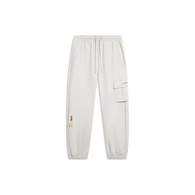 Li Ning Wade Series Solid Color Tapered Multi-Pocket Woven Knitted Sports Pants Men Pants Silver-Gray AYKU013-2