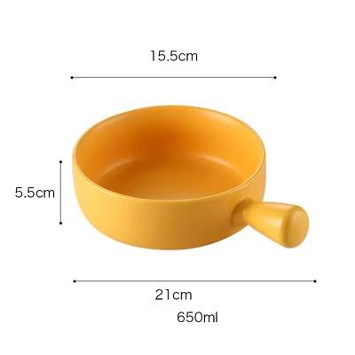 Factory Direct Sell Color Glazed Matte Nordic Baking Bowl Noodle Salad Bowl Ceramic Bowl With Handle
