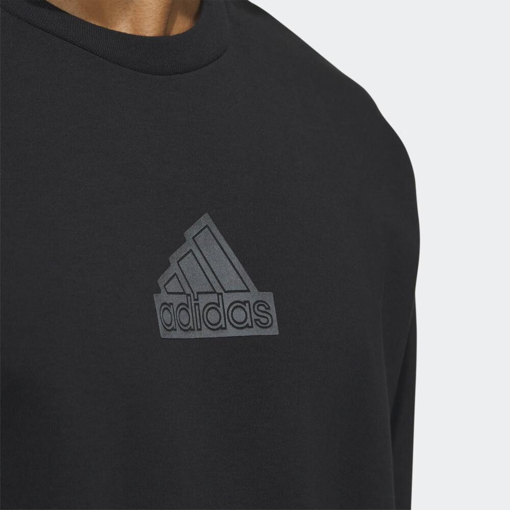Adidas Solid Color Logo Crew Neck Sweatshirt Men Tops Black IP4965