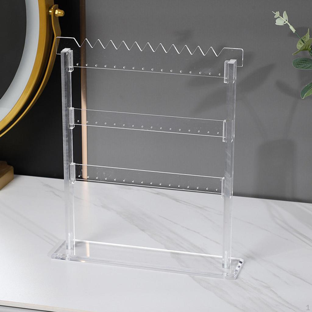 Jewelry Display Rack Earring Organizer Holder, Acrylic Decorative Detachable Clear Bracelet Storage