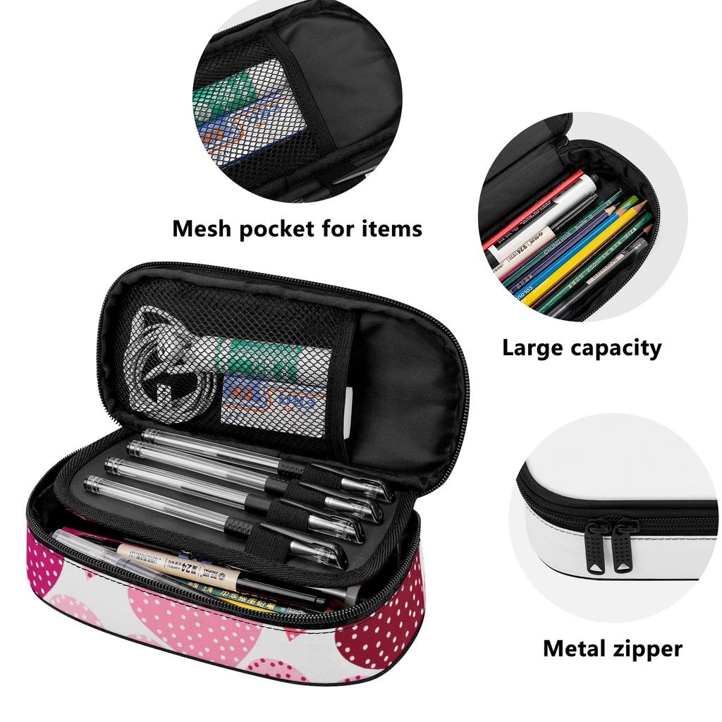 Pen Case Spacious Storage Secure Zipper Wear Resistant Polyester with Main Compartment Mesh Pocket and Pen Slots for Classroom Use