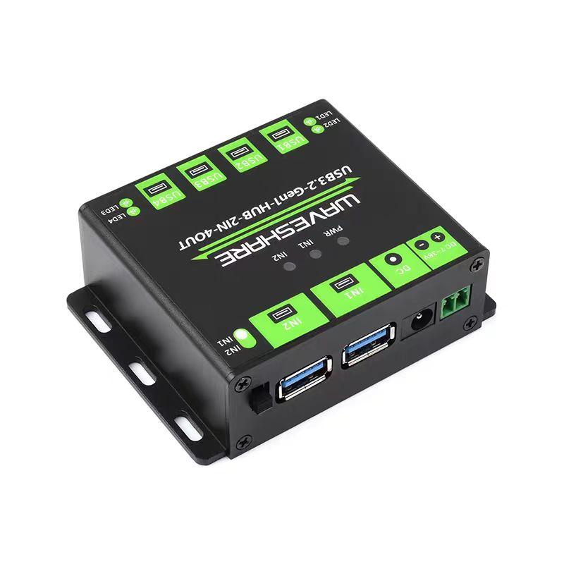 Industrial-grade USB HUB, USB3.2 Hub, 2 Inputs and 4 Outputs, Dual-host Switchable Splitter USB HUB, a USB3.2 hub