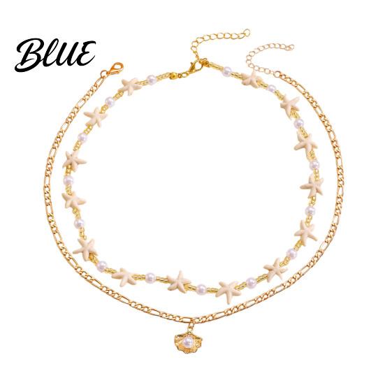 Dainty Necklace Bohemia Starfish Faux Pearl Lightweight Hypoallergenic Women Shell