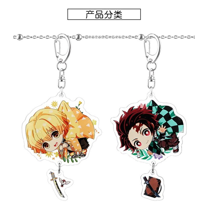 Keychain Pendant Anime Demon Slayer Kimetsu No Yaiba Kamado Tanjirou Double Sided HD Bag Pendant Gift For Fans Cosplay Props Jewelry Gift