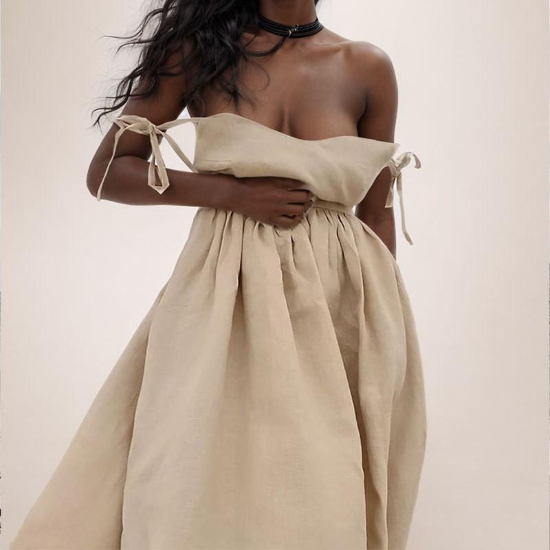 2026 Womens Solid Color Sleeveless V-Neck Backless Maxi Dress Slim Fit Casual Elegance