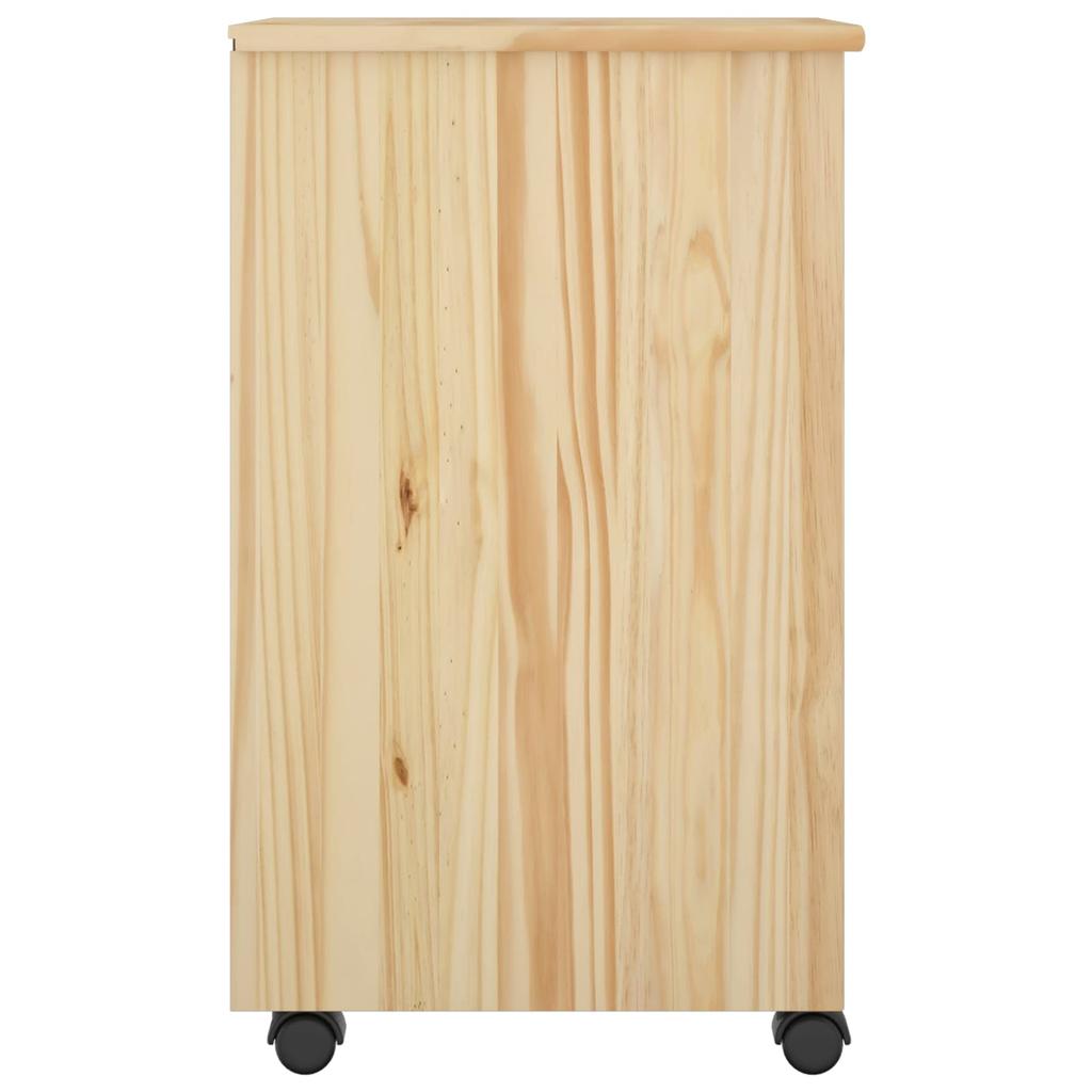 Rolling Cabinet Brown 34 x 39 x 65.5 cm Solid Pine Wood