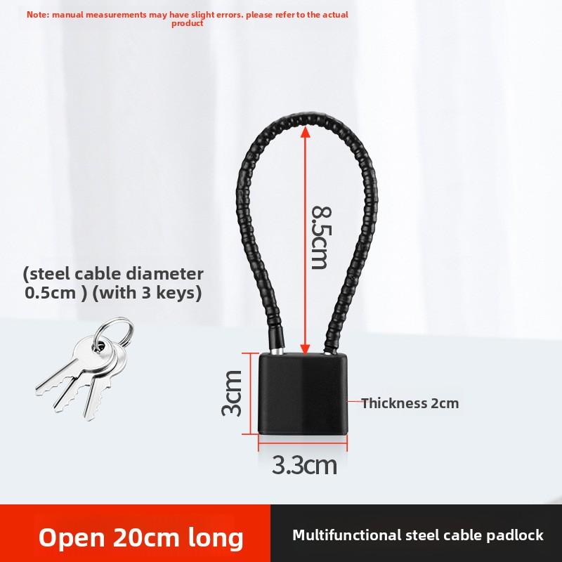 2 Pcs Steel Rope Padlocks with Same Keys, Padlock Long Shackle Outdoor, Padlock Flexible Cable for Suitcase