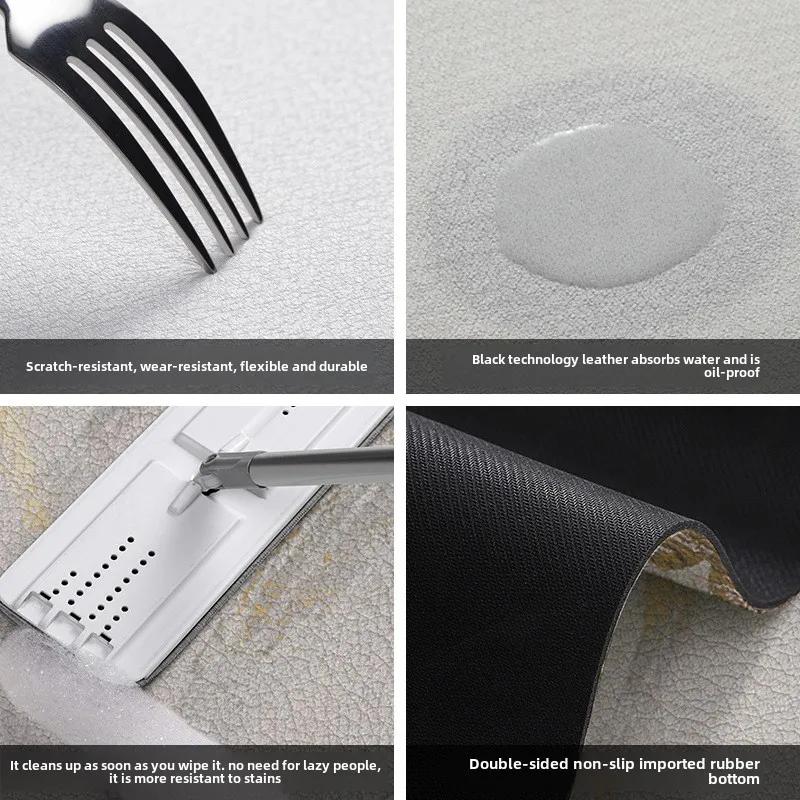 Fiber Leather Natural Rubber Kitchen Floor Mat, Soft Q-elastic Long Kitchen Mats Absorbs Water, Oil and Non-slip Foot Pads