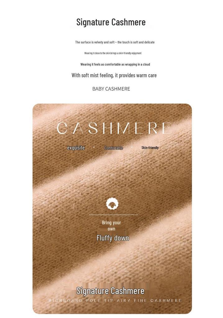 Women's Round Neck Cashmere Sweater - Solid Color, Loose Raglan Sleeves, Versatile Autumn/Winter Knitwear