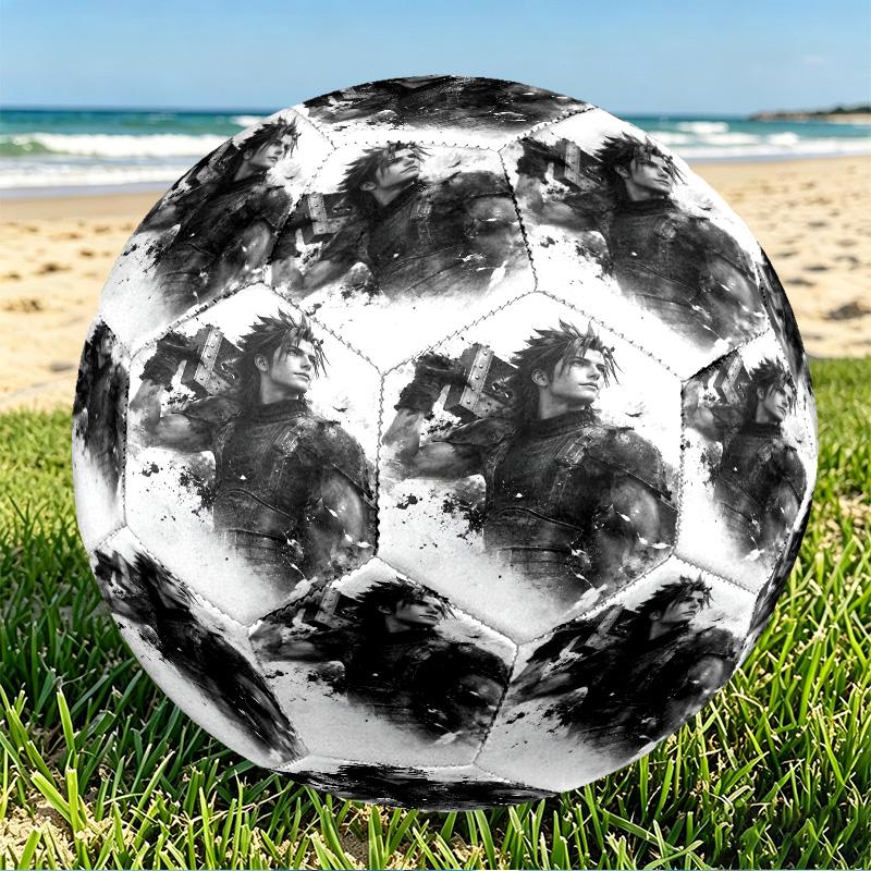 Final Fantasy Print Size 5 Soccer Ball, PU Wear Resistant Football for Match Training and Daily Practice, Birthday Gift for Soccer Fans