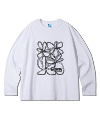 Geulaenpini Line Flower Oversized Long Sleeve - White