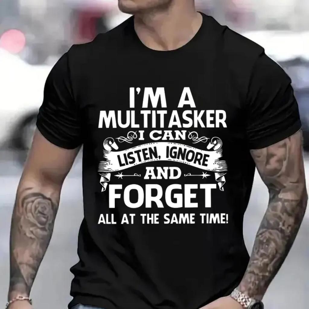 2026 New Funny IM A MULTITASKER Print Tshirt Men and Women Humor Vintage Novelty Tshirts Mens Tee