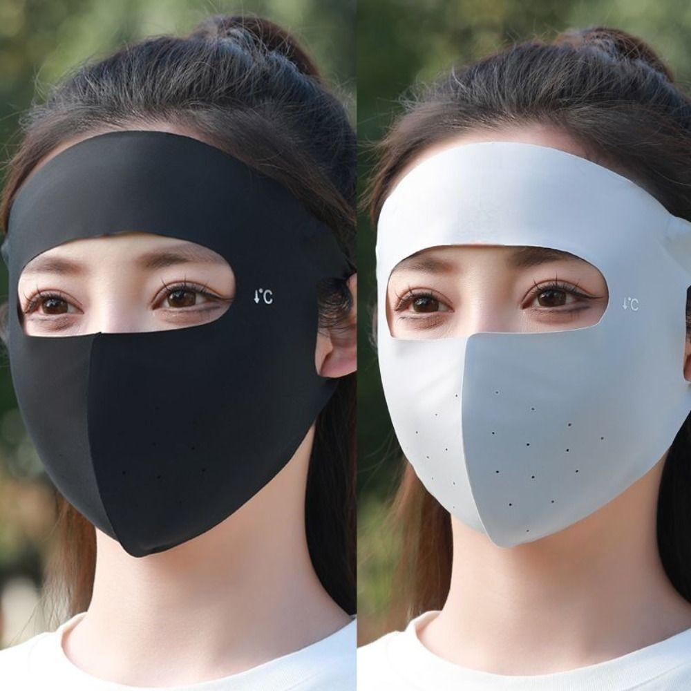 Anti-UV Ice Silk Sunscreen Mask Eye Corner Protection Driving Face Cover Face Gini Mask  Outdoor