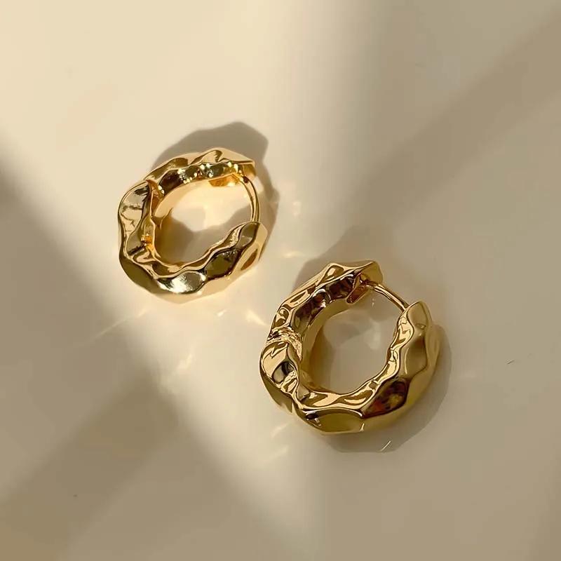Vintage Metal Gold Color Smooth Ball Drop Earrings For Women Girl Minimalist Stainless Steel Hoop Earrings Jewelry Gifts